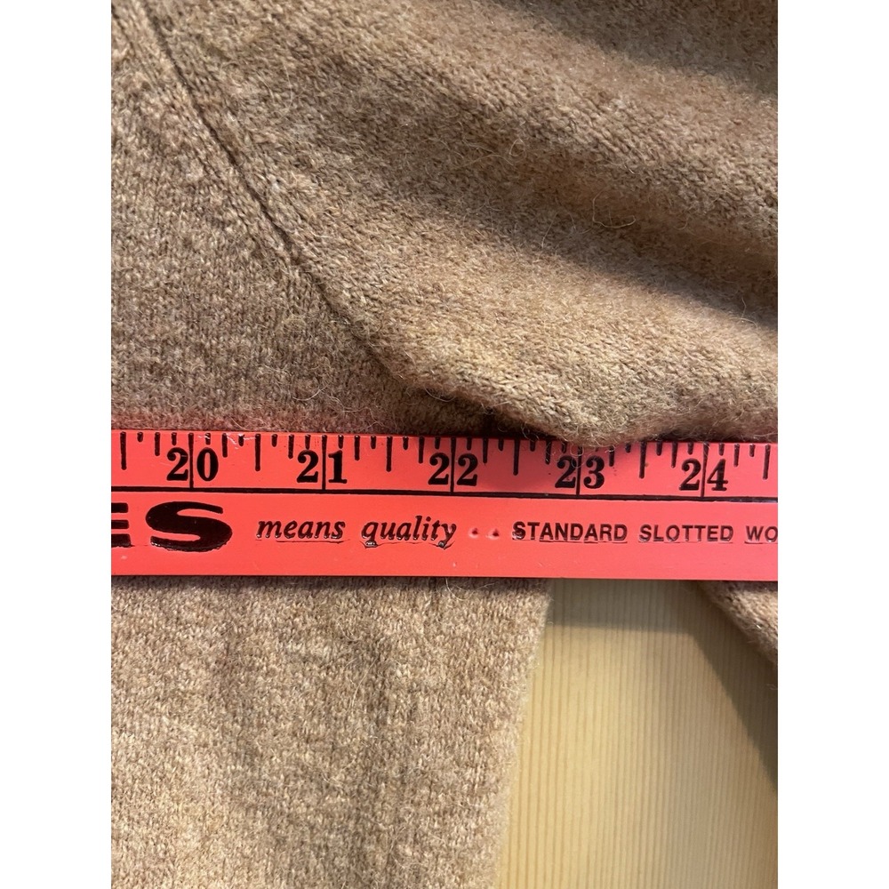 Madewell Cardigan Women L Tan Navy Blue Wool Alpaca Colorblock Open Front Pocket - Picture 5 of 8